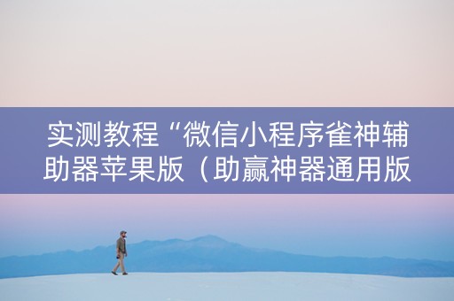 实测教程“微信小程序雀神辅助器苹果版（助赢神器通用版）
