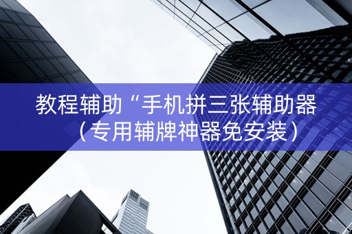 教程辅助“手机拼三张辅助器（专用辅牌神器免安装）