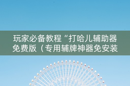 玩家必备教程“打哈儿辅助器免费版（专用辅牌神器免安装）