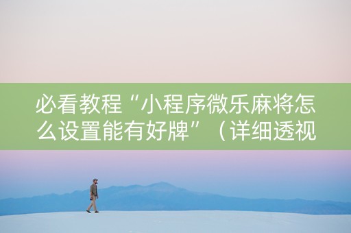 必看教程“小程序微乐麻将怎么设置能有好牌”（详细透视教程）-哔哩哔哩