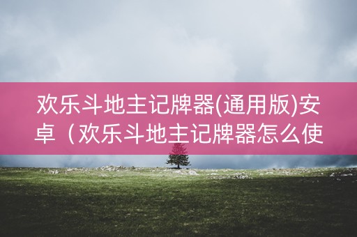 欢乐斗地主记牌器(通用版)安卓（欢乐斗地主记牌器怎么使用）
