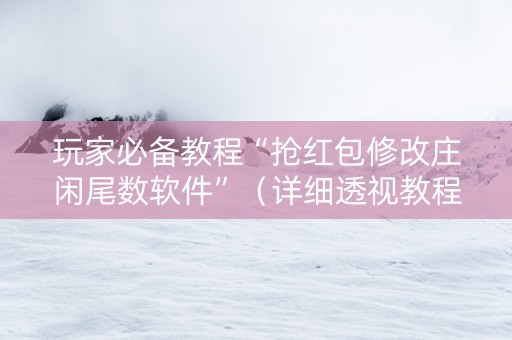 玩家必备教程“抢红包修改庄闲尾数软件”（详细透视教程）-哔哩哔哩