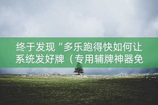 终于发现“多乐跑得快如何让系统发好牌（专用辅牌神器免安装）