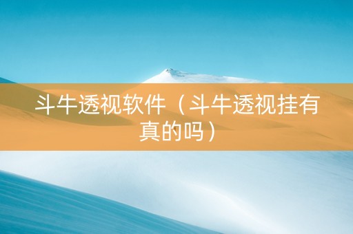 斗牛透视软件（斗牛透视挂有真的吗）