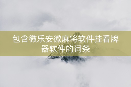 包含微乐安徽麻将软件挂看牌器软件的词条