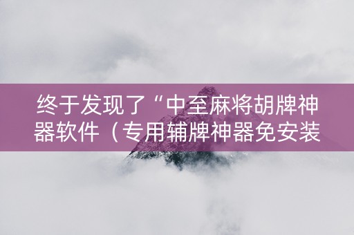 终于发现了“中至麻将胡牌神器软件（专用辅牌神器免安装）