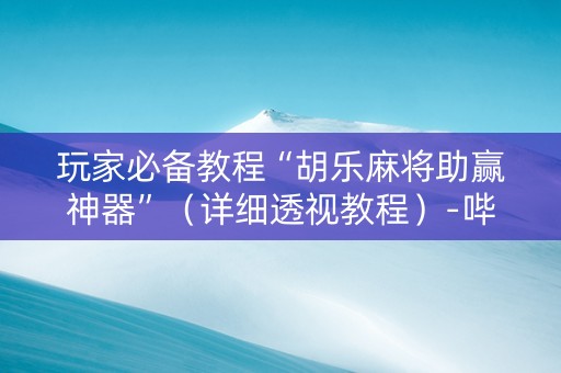 玩家必备教程“胡乐麻将助赢神器”（详细透视教程）-哔哩哔哩