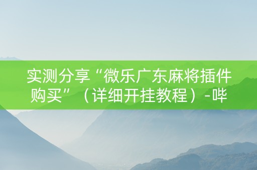 实测分享“微乐广东麻将插件购买”（详细开挂教程）-哔哩哔哩