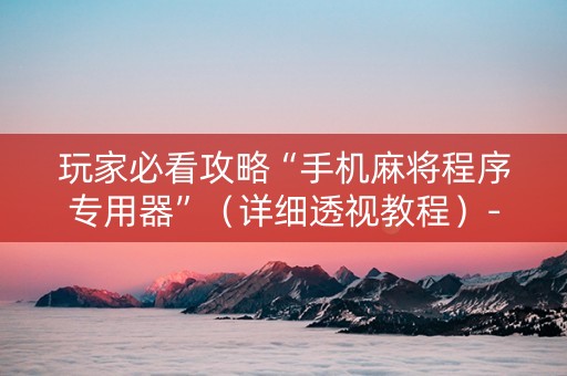玩家必看攻略“手机麻将程序专用器”（详细透视教程）-哔哩哔哩