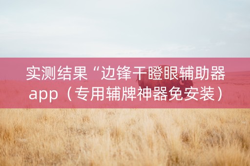 实测结果“边锋干瞪眼辅助器app（专用辅牌神器免安装）