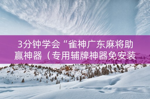 3分钟学会“雀神广东麻将助赢神器（专用辅牌神器免安装）