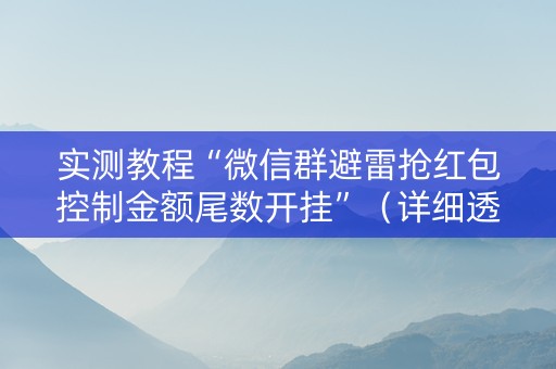 实测教程“微信群避雷抢红包控制金额尾数开挂”（详细透视教程）-哔哩哔哩