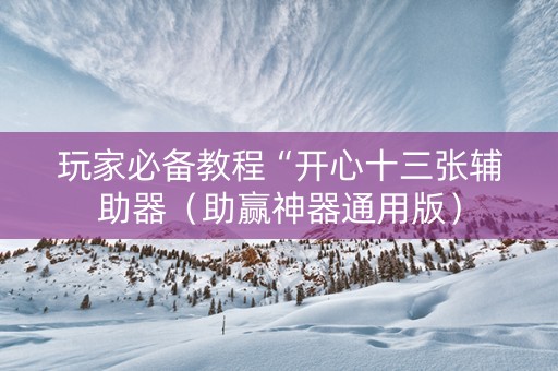 玩家必备教程“开心十三张辅助器（助赢神器通用版）