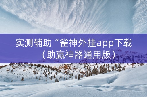 实测辅助“雀神外挂app下载（助赢神器通用版）