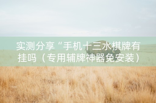 实测分享“手机十三水棋牌有挂吗（专用辅牌神器免安装）