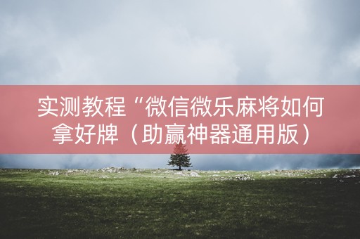 实测教程“微信微乐麻将如何拿好牌（助赢神器通用版）
