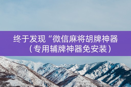 终于发现“微信麻将胡牌神器（专用辅牌神器免安装）