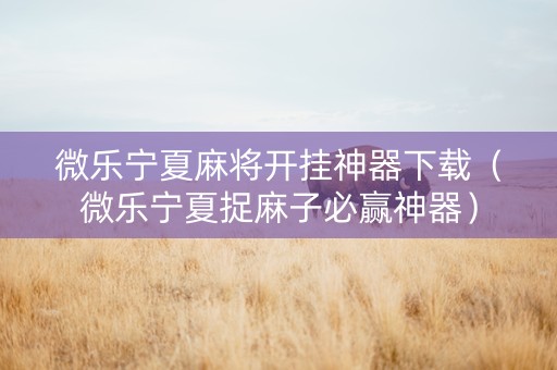 微乐宁夏麻将开挂神器下载（微乐宁夏捉麻子必赢神器）