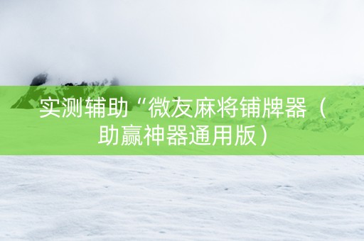 实测辅助“微友麻将铺牌器（助赢神器通用版）