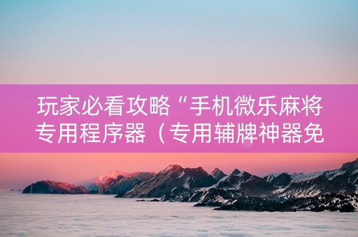玩家必看攻略“手机微乐麻将专用程序器（专用辅牌神器免安装）