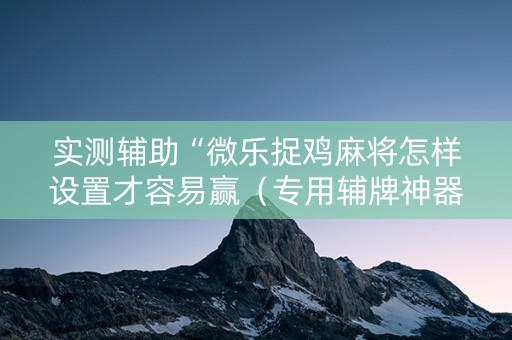 实测辅助“微乐捉鸡麻将怎样设置才容易赢（专用辅牌神器免安装）