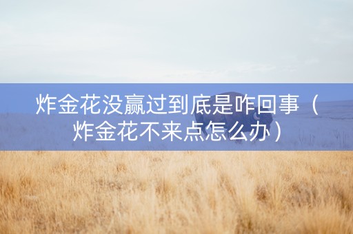 炸金花没赢过到底是咋回事（炸金花不来点怎么办）