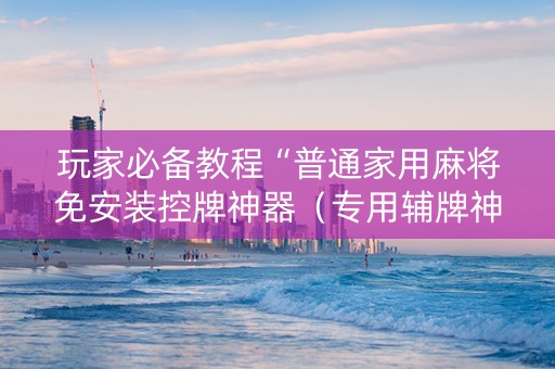 玩家必备教程“普通家用麻将免安装控牌神器（专用辅牌神器免安装）
