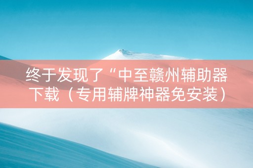 终于发现了“中至赣州辅助器下载（专用辅牌神器免安装）