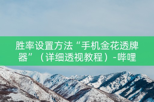 胜率设置方法“手机金花透牌器”（详细透视教程）-哔哩哔哩