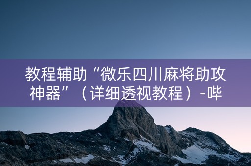 教程辅助“微乐四川麻将助攻神器”（详细透视教程）-哔哩哔哩
