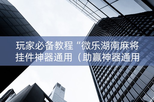 玩家必备教程“微乐湖南麻将挂件神器通用（助赢神器通用版）