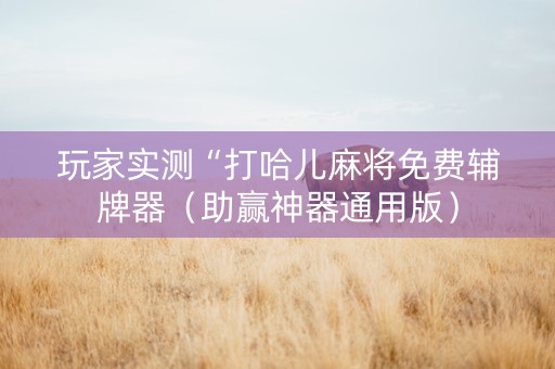 玩家实测“打哈儿麻将免费辅牌器（助赢神器通用版）