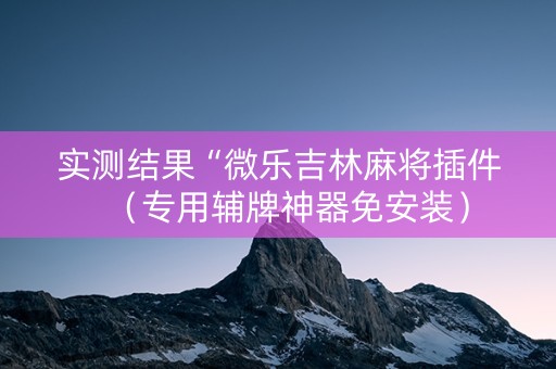 实测结果“微乐吉林麻将插件（专用辅牌神器免安装）