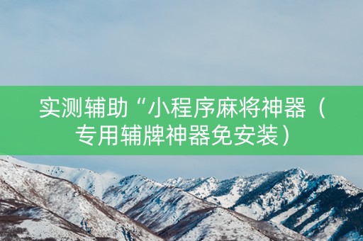 实测辅助“小程序麻将神器（专用辅牌神器免安装）