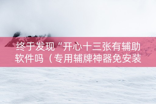 终于发现“开心十三张有辅助软件吗（专用辅牌神器免安装）