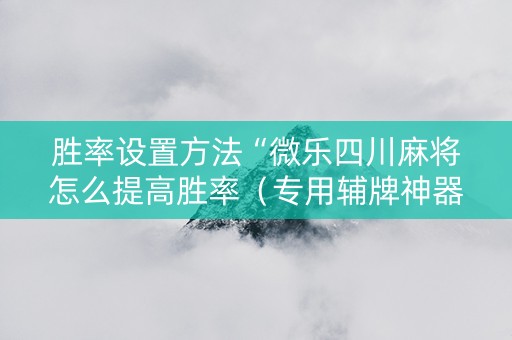 胜率设置方法“微乐四川麻将怎么提高胜率（专用辅牌神器免安装）