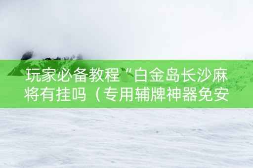 玩家必备教程“白金岛长沙麻将有挂吗（专用辅牌神器免安装）