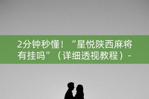 2分钟秒懂！“星悦陕西麻将有挂吗”（详细透视教程）-哔哩哔哩
