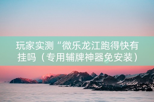 玩家实测“微乐龙江跑得快有挂吗（专用辅牌神器免安装）