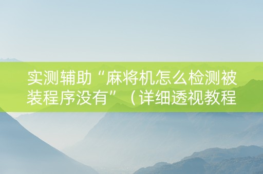 实测辅助“麻将机怎么检测被装程序没有”（详细透视教程）-哔哩哔哩