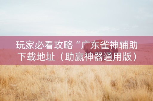 玩家必看攻略“广东雀神辅助下载地址（助赢神器通用版）