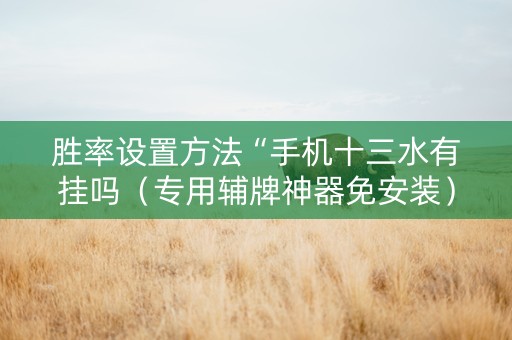 胜率设置方法“手机十三水有挂吗（专用辅牌神器免安装）