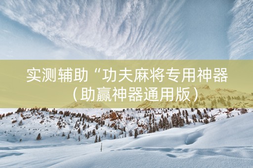 实测辅助“功夫麻将专用神器（助赢神器通用版）