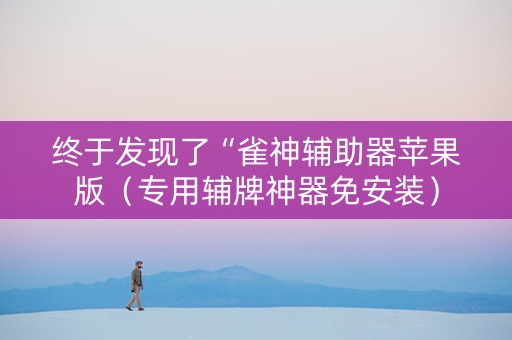 终于发现了“雀神辅助器苹果版（专用辅牌神器免安装）