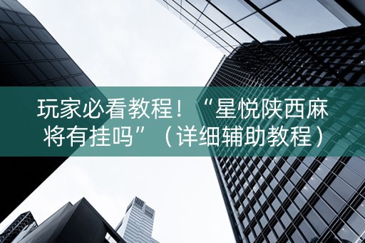 玩家必看教程！“星悦陕西麻将有挂吗”（详细辅助教程）-哔哩哔哩