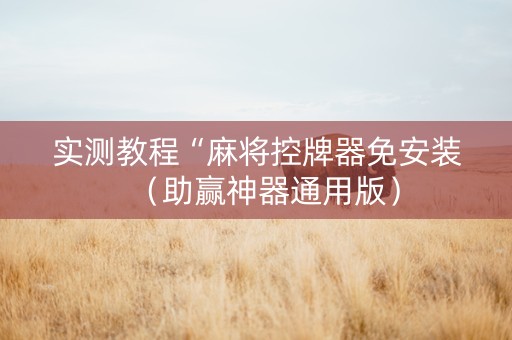 实测教程“麻将控牌器免安装（助赢神器通用版）