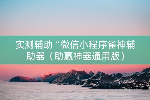 实测辅助“微信小程序雀神辅助器（助赢神器通用版）