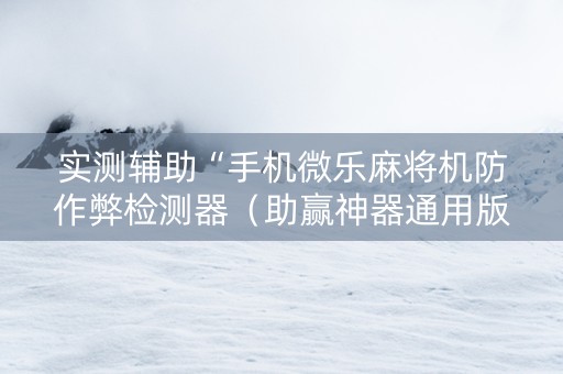 实测辅助“手机微乐麻将机防作弊检测器（助赢神器通用版）