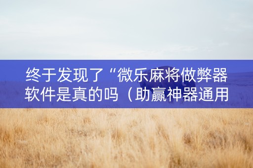 终于发现了“微乐麻将做弊器软件是真的吗（助赢神器通用版）