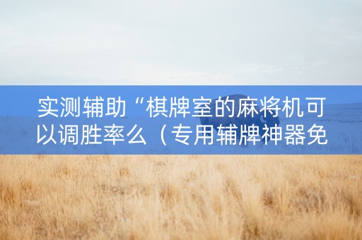 实测辅助“棋牌室的麻将机可以调胜率么（专用辅牌神器免安装）
